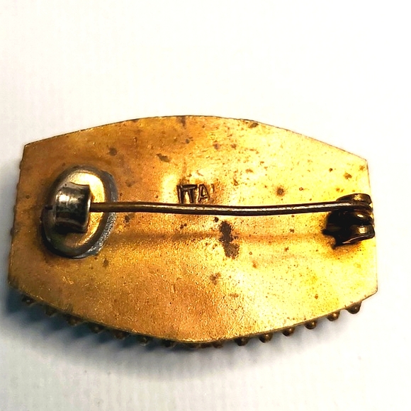 Millefiori Vintage Micro Mosaic Brooch Made In Italy Mid Century Floral Signed - Picture 9 of 9